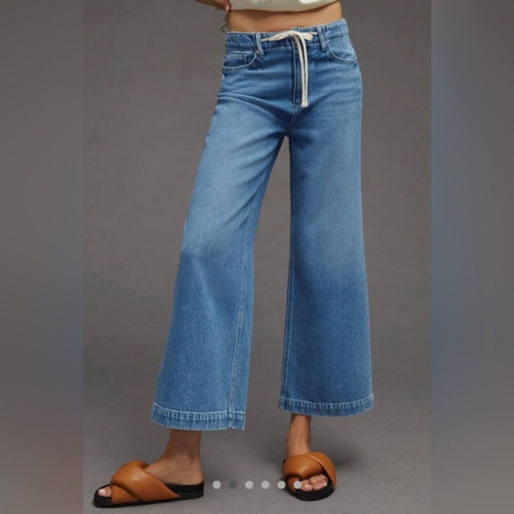 PAIGE Zoey Coastline Wide Leg Ankle Jean Tie Waist High Rise Size 30 VGUC